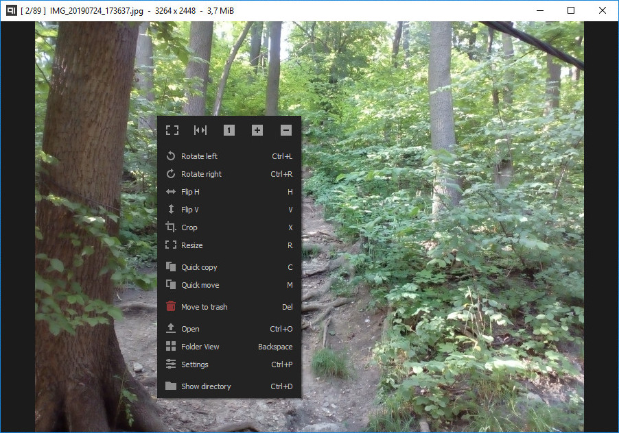 Qimgv легкий просмотрщик изображений для Windows 10